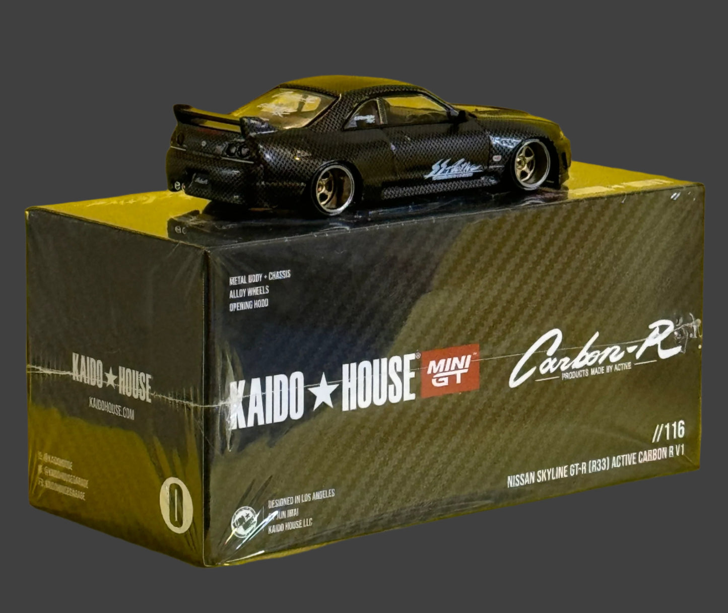 KAIDO HOUSE MINI GT Nissan Skyline GT-R (R33) Active Carbon R